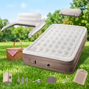 Giường hơi gấp đôi có bơm tích hợp, gọn nhẹ, hiện đại, đệm không khí nhung, sử dụng cho khách sạn, cắm trại ngoài trời, tại nhà
