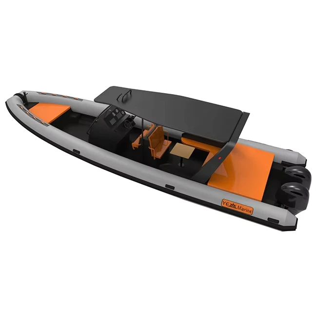 Perahu RIB 29ft dengan Dua Mesin 860, Rangka Aluminium Deep V, Perahu Inflatable PVC Hypalon