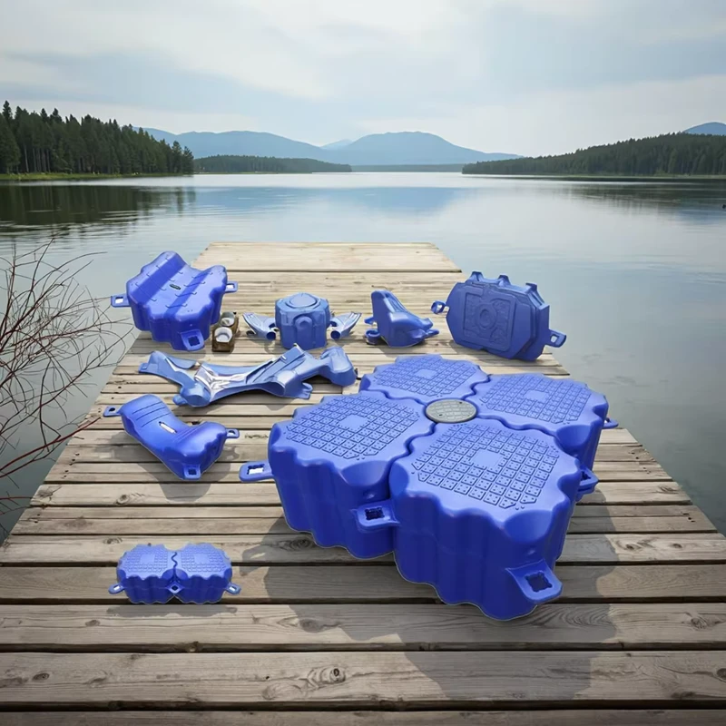 Dubbele Heavy Duty HDPE Gecoate Piston Drijvende Ponton Modulaire Dock Platform Water Loop Jet Ski Ligplaats Oranje Grijs Blauw