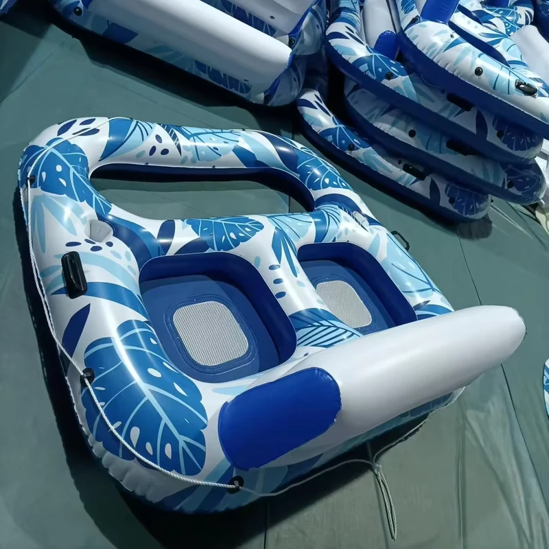 Double Inflatable Pool Float Lounger Cup Holder Design Outdoor Swimming Pool Floating Bed