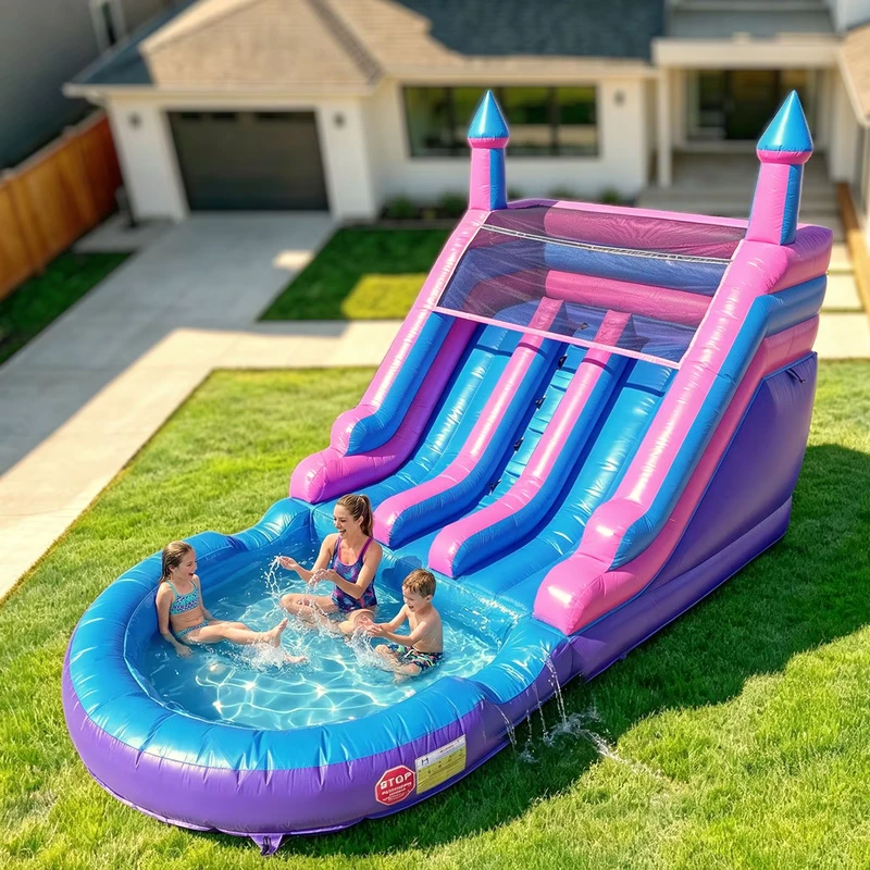 Double Lane Inflatable Water Slide Outdoor Backyard Adult Kids Inflatable Slide Summer Party Slide for Family Activity