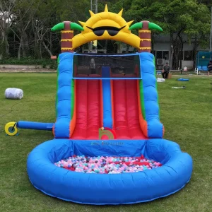 Double Lane Inflatable Water Slides PVC Adult Kid Outdoor Games Inflatable Slide With Splash Pool and Climbing Blower