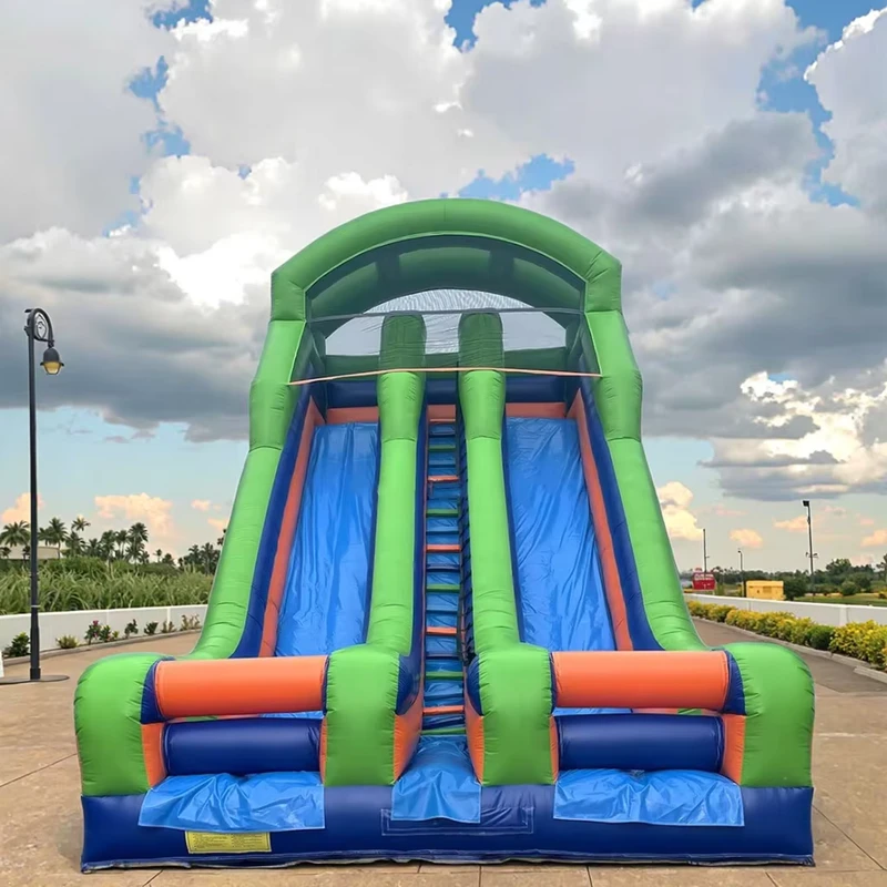 Bouncer Hơi trượt kết hợp hai làn khô với quạt, cho thuê tiệc PVC bao gồm bộ sửa chữa