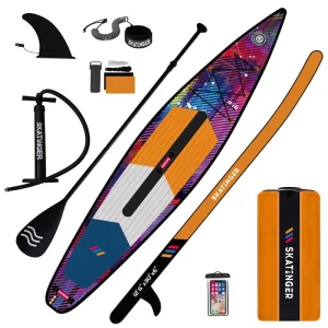 Double Layer Drop Stitch EVA PVC Inflatable Race SUP Surfboard for Lakes & Rivers Unisex Inflatable Racing Stand Up Paddle Board