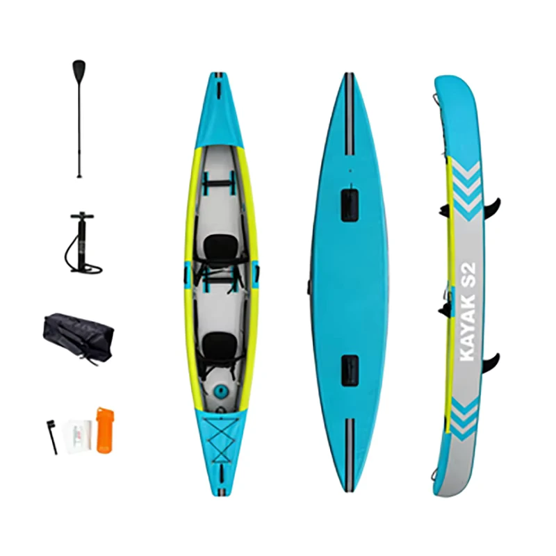 Kayak gonflable à double couche 2 personnes assises pour la pêche en matériau PVC cousu