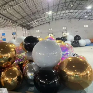 Double-Layer PVC Inflatable Mirror Ball Colorful Reflective Laser Wedding Christmas Shopping Mall Event Party Balloons