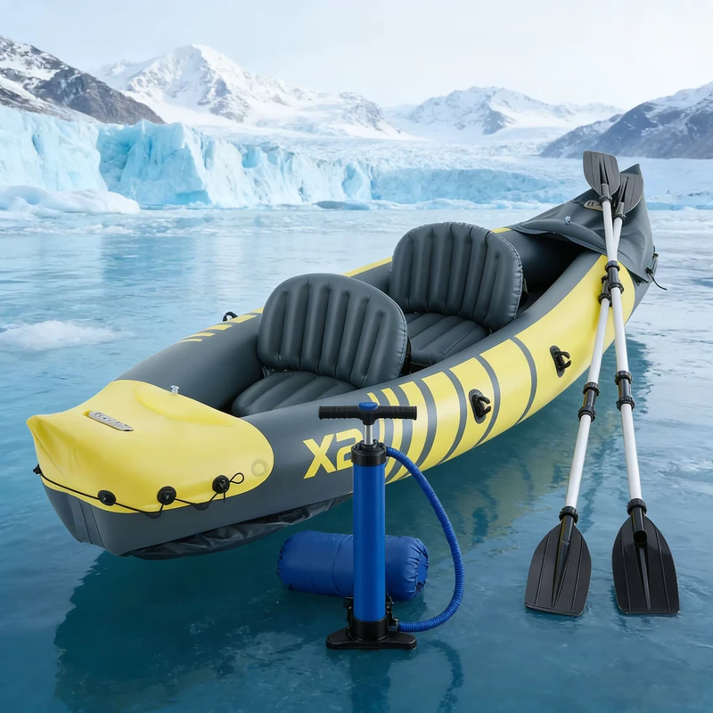 Double Seat Inflatable Fishing Kayak Inflatable Kayak Fishing Canoe with Paddle for Lakes Rivers Outdoor Water Sports