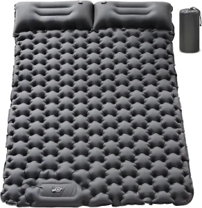 Double Sleeping Pad Inflatable Mat With Built-in Pump Foot Press Ultralight Extra Thick Camping Mattress Mat With Pillow