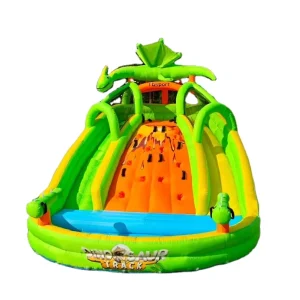 Double Slide Dinosaur Inflatable Castle with Rock Climbing for Water Playground