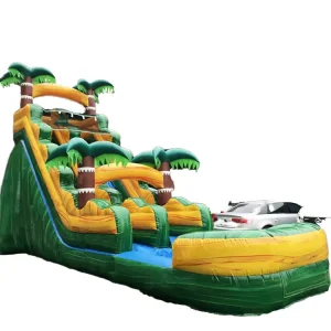 Double Slide Tropical Tree Inflatable Water Slide for Rental Business