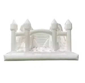 Castello Gonfiabile Combo Matrimonio con Doppio Scivolo, Grande Casa Gonfiabile Bianca per Bambini