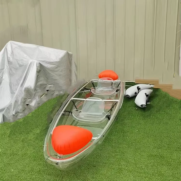 二人用ダブル透明カヤック クリスタルカヤック オレンジのインフレータブルボール付き