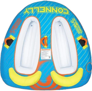 Double Trouble 2 Person 66×72 Inch Partially Covered Cockpit Style Inflatable Boat Towable Water Inner Tubing Tube
