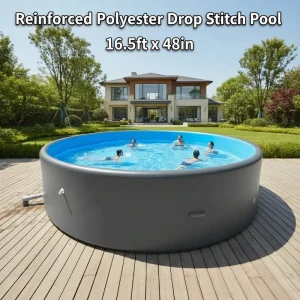 Drop Stitch 16.5ft Large Inflatable Pool 5mx1.5m Round Family Above Ground Swimming Pool with Inflatable Pump