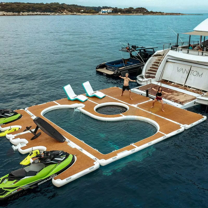 Drop Stitch EVA Inflatable Yacht Floating Swimming Pool Sea Ocean Beach Large Inflatable Floating Pool Platform for Yachts