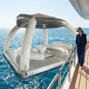 Drop Stitch Floating Dock with Tent Water Swimming Sea Inflatable Dock Platform for Lake Inflatable Water Amusement Facility