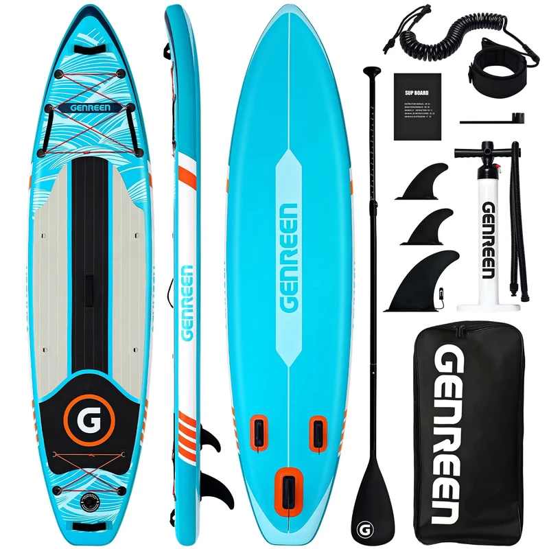 لوح SUP قابل للنفخ بتقنية Drop Stitch بطول 10'8" وعرض 35" مع مقعد وحامل صنارة الصيد