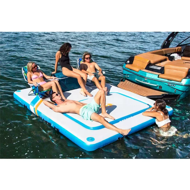 Plataforma de ocio inflable Drop Stitch para yate, muelle de aire, pontón flotante para motos de agua