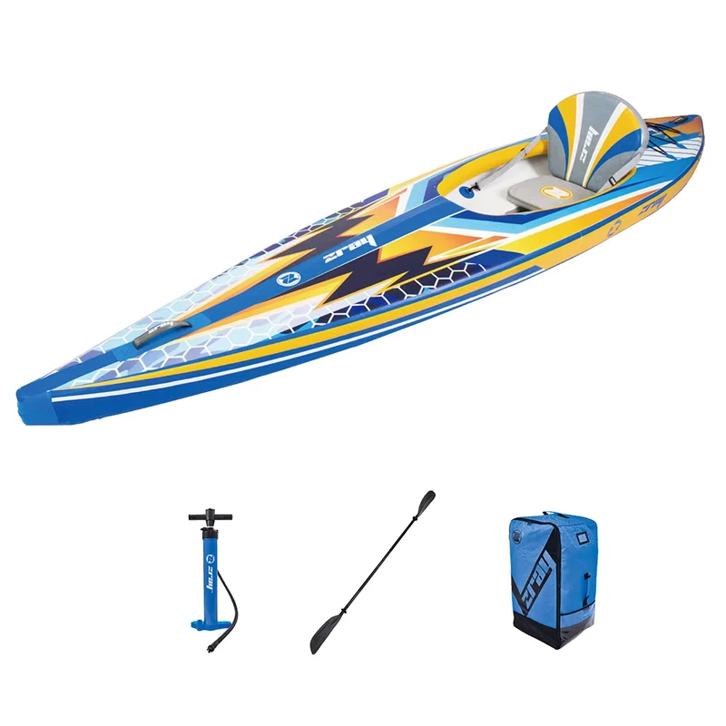 Надувная каяк-лодка Drop Stitch PVC для одного человека, с высоким давлением, с веслами и насосом для рыбалки и туризма