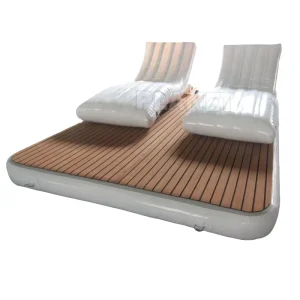 Drop Stitch PVC Teak Drijvende Water Pad Mat Inflatable Water Drijvende Jet Ski Boot Docks Zwemplatform Met Ladder
