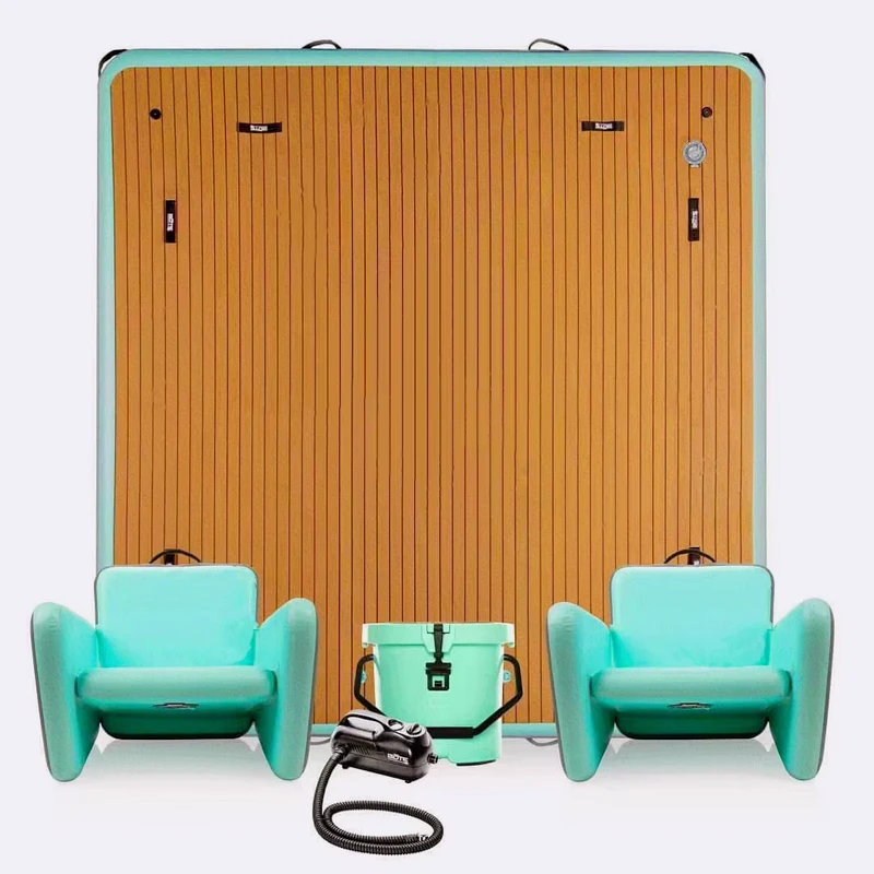 Équipement de jeu gonflable Drop Stitch, île, plateforme flottante 4x4, mat de sport aquatique