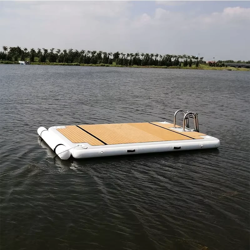 Piattaforma galleggiante per yacht gonfiabile Drop Stitch Roll Up, pontone per moto d'acqua