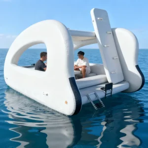 Kapal Inflatable Mini Yacht Portabel dengan Penampilan Catamaran yang Ditenagai oleh Solar untuk Memancing