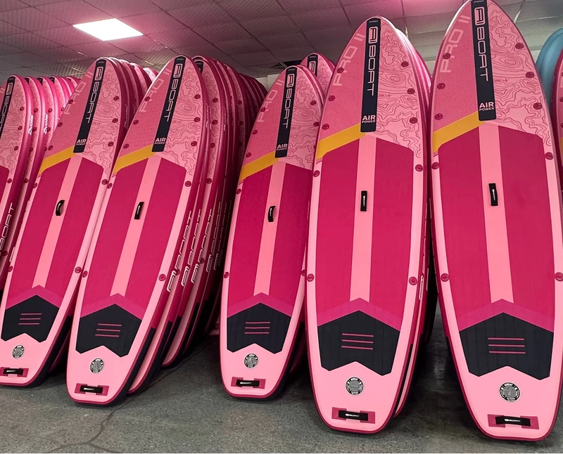 Dropshipping, produzione in Cina, tavola SUP gonfiabile 11'x34"x6'', tavola da paddle gonfiabile rosa con sedile