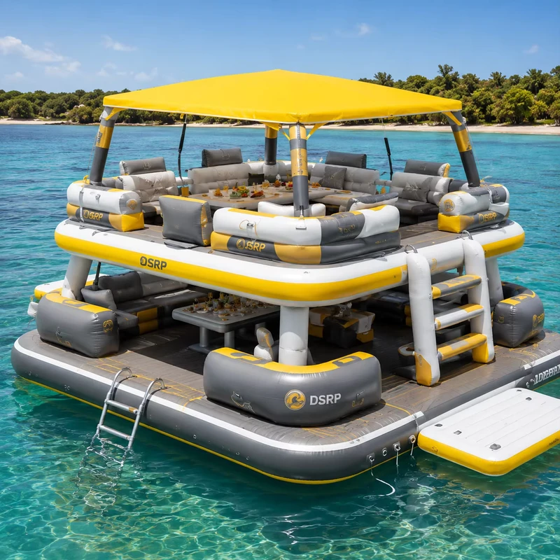 Sofá Inflável Dspr WF de PVC com Duplo Deck, Flutuador de Piscina para Múltiplas Pessoas, Estilo Ilha