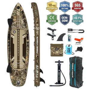 Dual Chamber Inflatable Fishing SUP 11’x36″x8″ Camouflage Stand up Paddle Board with Seat for Brands Distributors