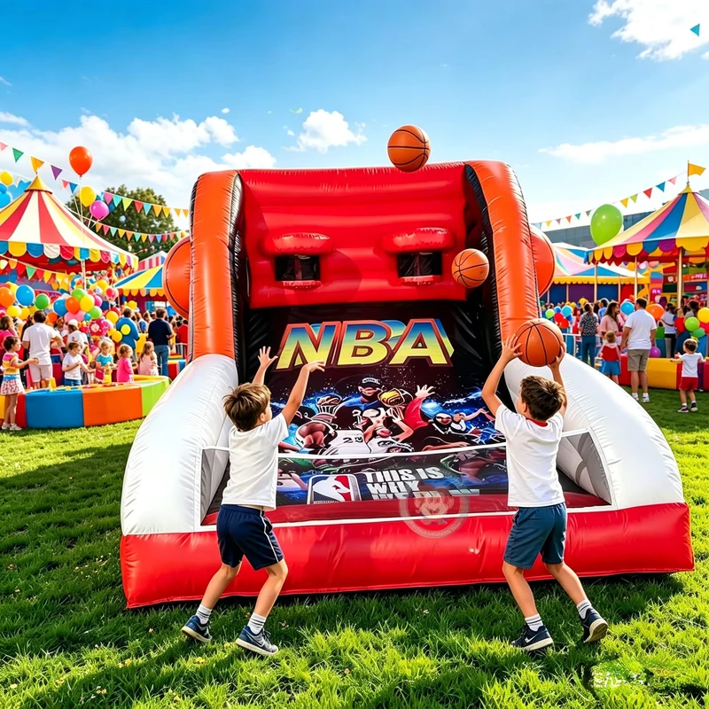 Jogo de Lançamento de Basquetebol Inflável Personalizado de Duplo Arco para Crianças
