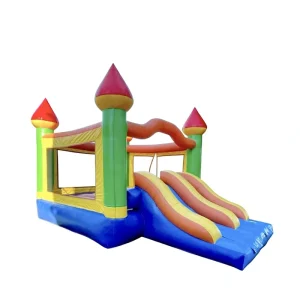 Castello Gonfiabile a Doppia Corsia Superficie di Salto in PVC e Casa Gonfiabile in Tessuto Oxford con Doppio Scivolo per Bambini