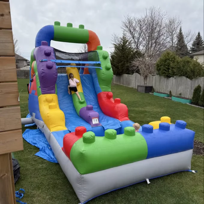 Dual Lane Inflatable Water Slide With Attached Pool for Kids and Adults Commercial Grade Pvc