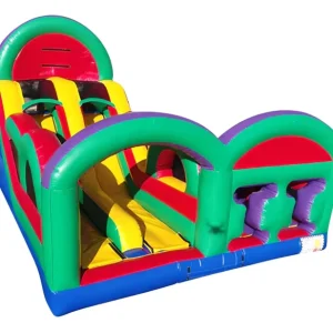 Dual Slide Combo Inflatable Obstacle Course Radica Run Bounce House with Jumpers for Kids Entertainment