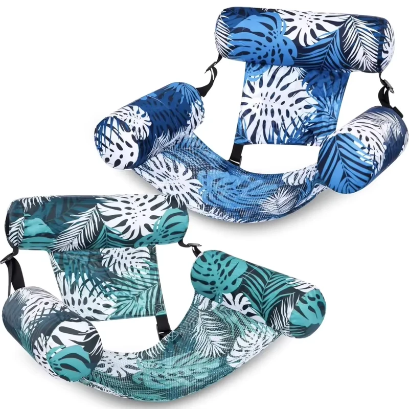 Dual Use Inflatable PVC A shaped Hammock Mesh Foldable Backrest Floating Water Pool Recreation Lounger Float Bed Sofa Raft
