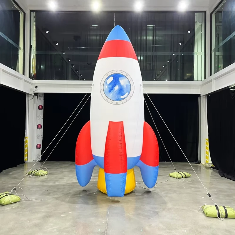 耐久性のあるロケット船LED照明広告インフレータブルヘリウム宇宙ロケットバルーン巨大インフレータブルロケット