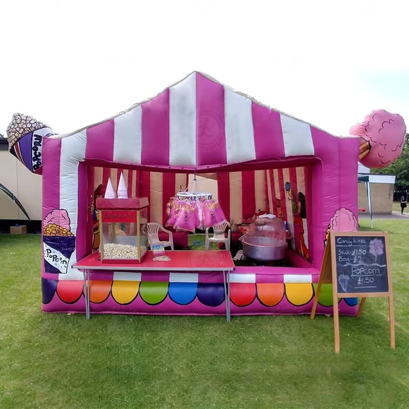 Tenda Stand Makanan Inflatable Kembang Gula Popcorn Tahan Lama, Kios Makanan Bergerak untuk Penjualan Luar Ruangan