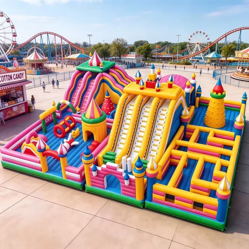 Castello di caramelle gigante gonfiabile Combo Bounce House per eventi all'aperto in PVC per uso commerciale