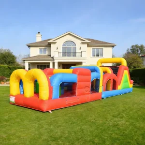 Durable Inflatable Obstacle Course for Kids with Climbing Wall and Slide Commercial Grade Bounce House Play Center