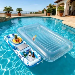 Flotador Inflable Duradero para Tanning, Lounger de PVC con Barra de Hielo, Estante Flotante Portátil para Lago, Playa y Camping