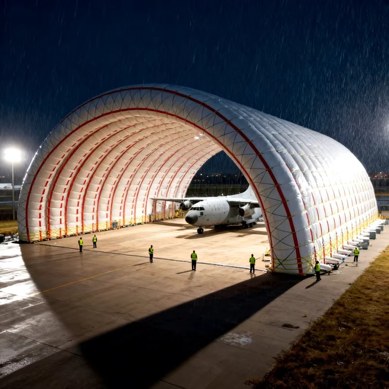 Refugio de aeronaves inflable grande y duradero, impermeable, a prueba de viento, resistente al sol, fácil de montar, con bomba eléctrica para almacenamiento de aviones