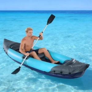 Durable Light Weight Blue Inflatable Kayak for Water Sports Foldable Portable Paddle for Fishing in Lakes and Rivers