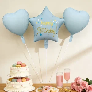 Durable Matte Pink Blue Star Inflatable Foil Balloons Custom Logo for Happy Birthday Valentine’s Day Baby Shower Party
