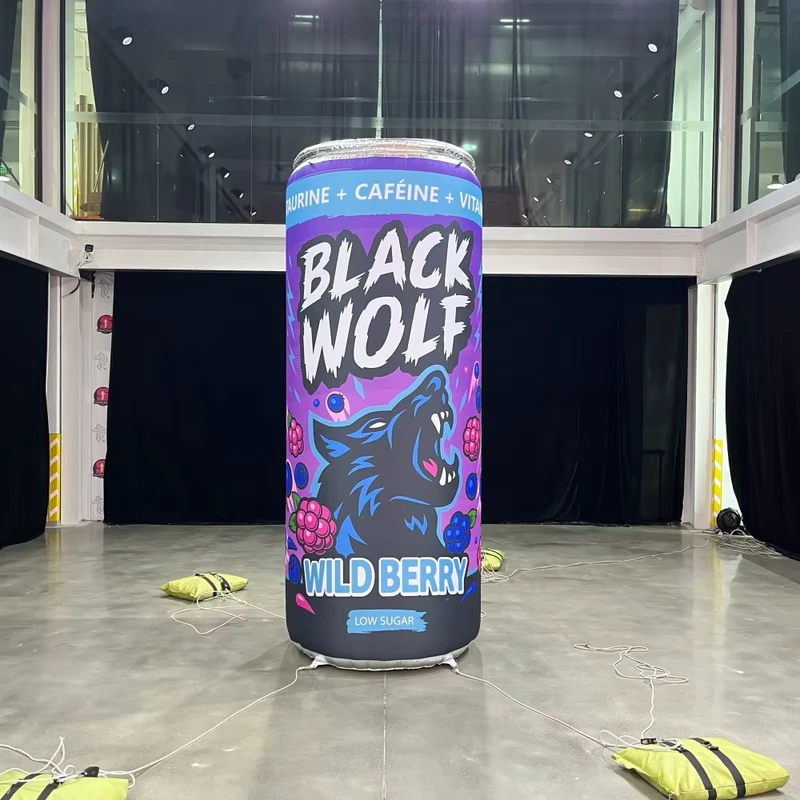 Lata de cerveza inflable publicitaria hermética de tela Oxford duradera de 3 m, lata de bebida gigante inflable, botella inflable personalizada
