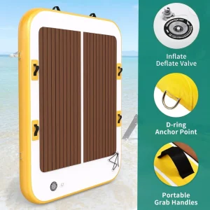 Langlebiges PVC Aufblasbares Schwimmdock Plattform Rutschfeste Oberfläche 100-500 kg Tragfähigkeit Holzfarbe CE-zertifiziert für Pool