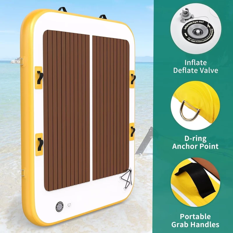 Langlebiges PVC Aufblasbares Schwimmdock Plattform Rutschfeste Oberfläche 100-500 kg Tragfähigkeit Holzfarbe CE-zertifiziert für Pool