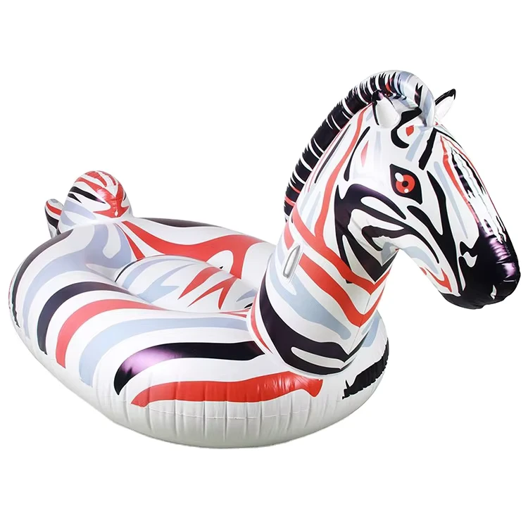 Haltbare PVC Aufblasbare Zebra Schwimmring Tierform Wasserliege Insel Floß Spielzeug für Erwachsene Sommer Strand