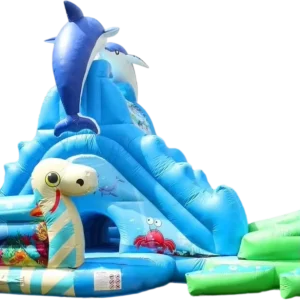 Durable PVC Sea World Design Inflatable Jumping Castle with Slide Blower Set Outdoor Play Structure