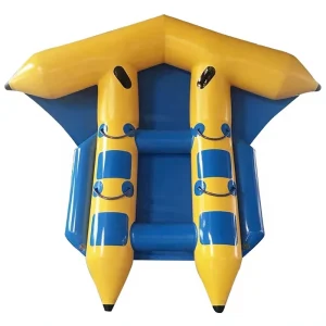Tarpulin PVC Tahan Lama, Perahu Banana Inflatable untuk 4 Penumpang, Peralatan Bermain yang Dapat Ditow dengan Kapasitas 200kg untuk Usia 8+