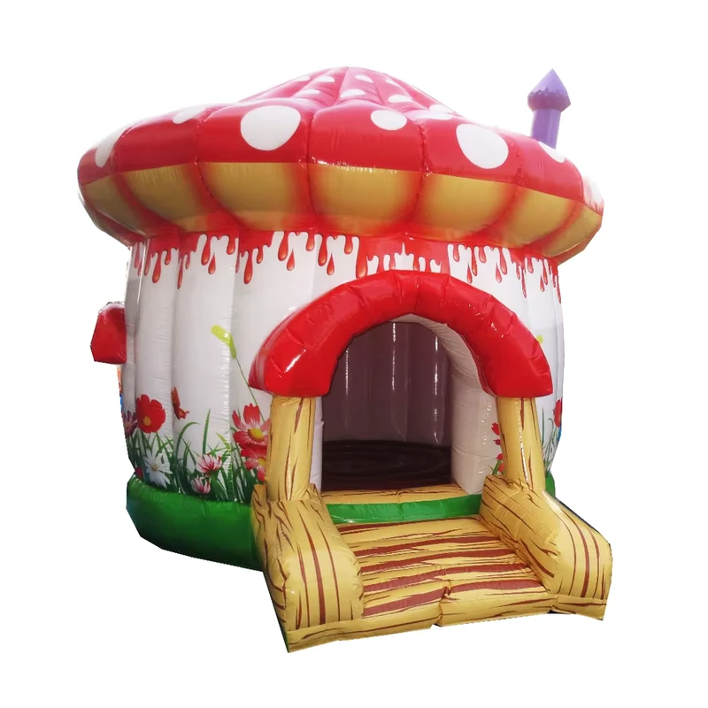 Rumah Bouncy Jamur Raksasa PVC Tarpaulin Inflatable yang Tahan Lama untuk Anak-anak di Luar Ruangan